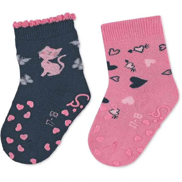 Sterntaler ABS Kruipsokken Dubbelpak Kat/hart Marine - Afbeelding 4