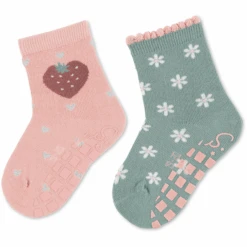 Sterntaler ABS Sokken Dubbelpak Aardbei/bloem Roze