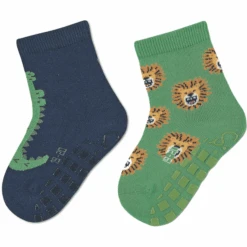 Sterntaler ABS Sokken Dubbelpak Krokodil/leeuw Marine