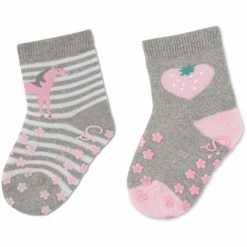 Sterntaler ABS Sokken Dubbelpak Paard/aardbei Lichtgrijs