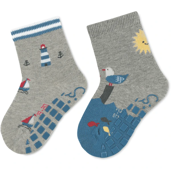 Sterntaler ABS Sokken Dubbelpak Vuurtoren/zeemeeuw Lichtgrijs