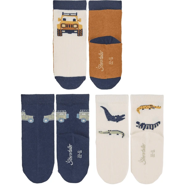 Sterntaler Babysokjes 3-pack Jeep/Krokodil Marine - Afbeelding 5