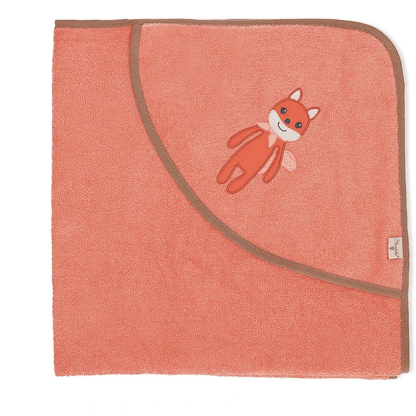 Sterntaler GOTS Badhanddoek Met Kap Enna Uni Koraal 80 X 80 Cm - Afbeelding 4