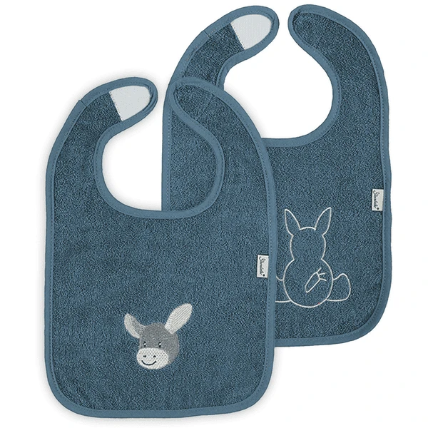 Sterntaler GOTS Klittenband Slabbetje Dubbelpak Emmi Grijs-blauw