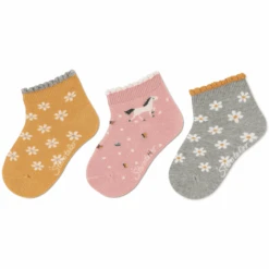 Sterntaler Korte Sokken 3-pack Bloemen Geel