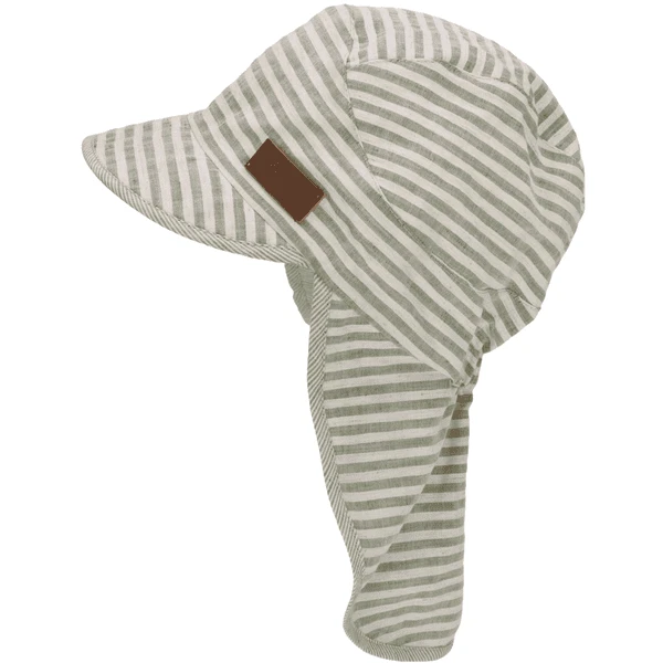 Sterntaler Peaked Cap Met Nekbeschermer Gestreept Donkergroen - Afbeelding 3