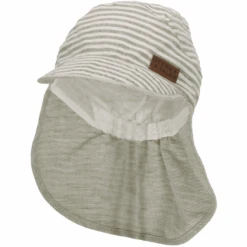 Sterntaler Peaked Cap Met Nekbeschermer Gestreept Donkergroen