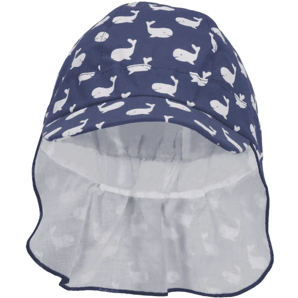 Sterntaler Peaked Cap Met Nekbeschermer Walvissen Blauw - Afbeelding 2