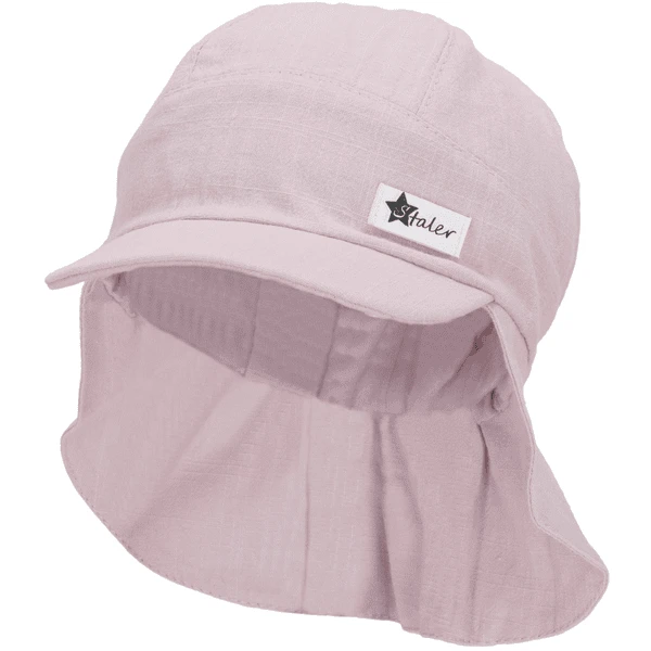 Sterntaler Peaked Cap Met Nekbescherming Linnen Karakter Roze