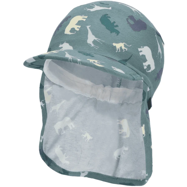 Sterntaler Peaked Cap Met Nekbescherming Safari Donkergroen