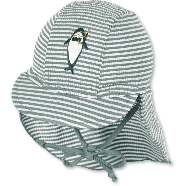 Sterntaler Peaked Cap Met Nekbescherming Shark Donkergroen - Afbeelding 5